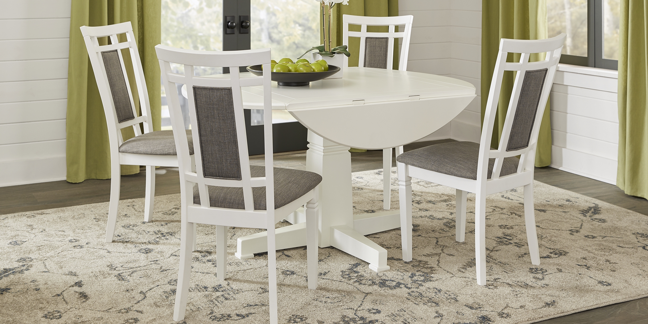 Riverdale White 5 Pc Round Dining Room with Upholstered Back Chairs - Thumbnail - Image 2