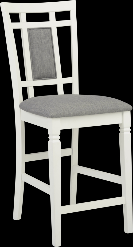 Riverdale White Upholstered Back Counter Height Stool - Thumbnail - Image 1