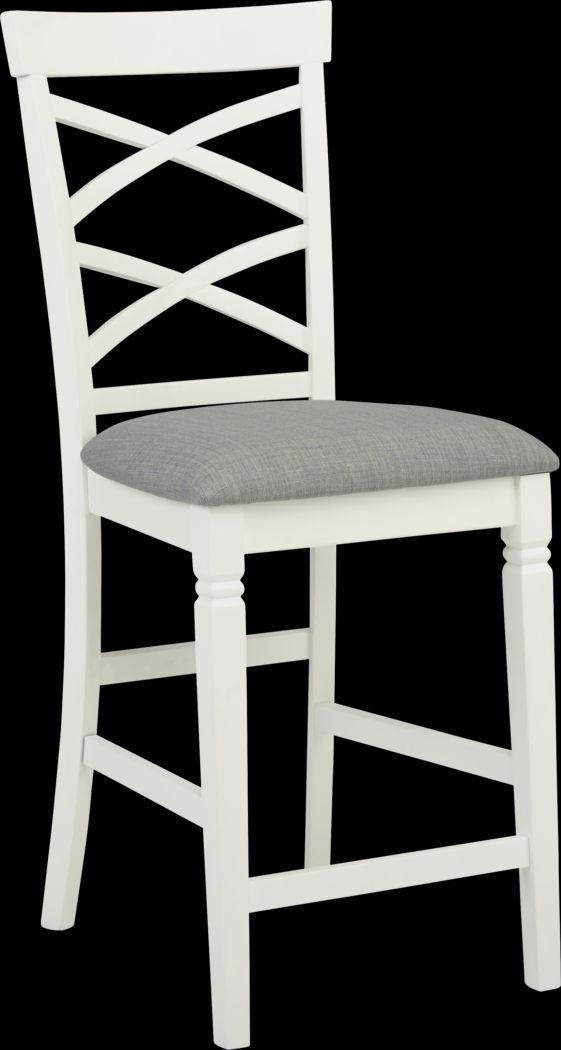 Riverdale White 5 Pc Square Counter Height Dining Room with X-Back Stools - Thumbnail - Image 5