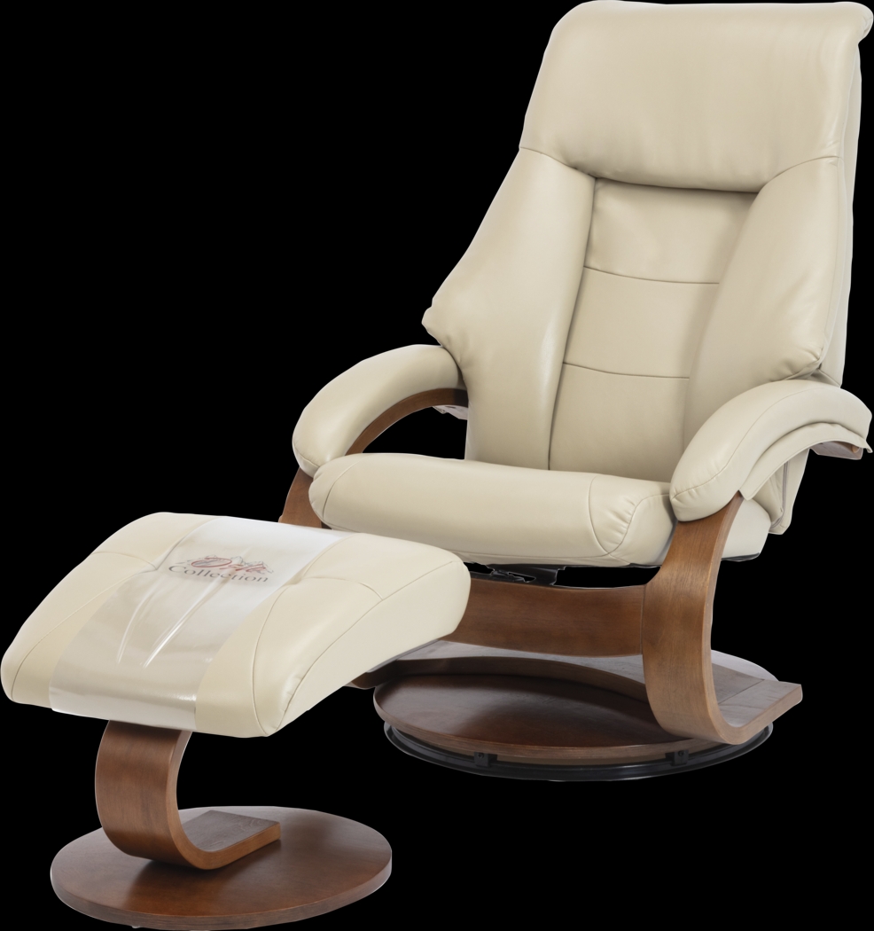 Roband Beige Recliner and Ottoman - Thumbnail - Image 5