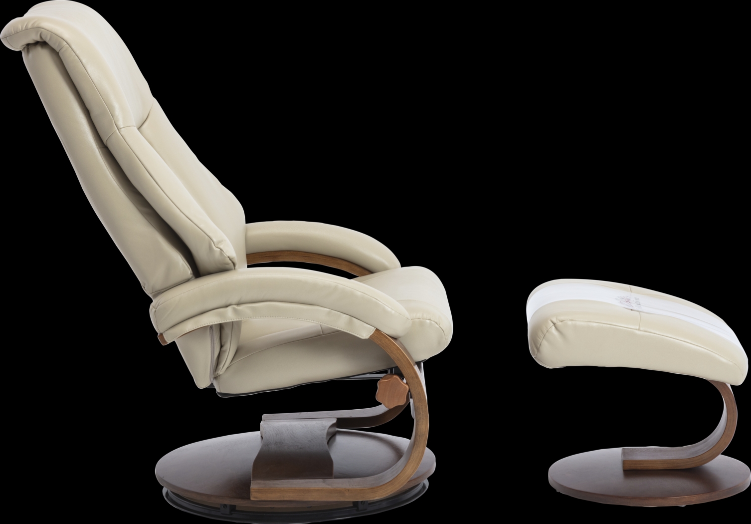 Roband Beige Recliner and Ottoman - Thumbnail - Image 7