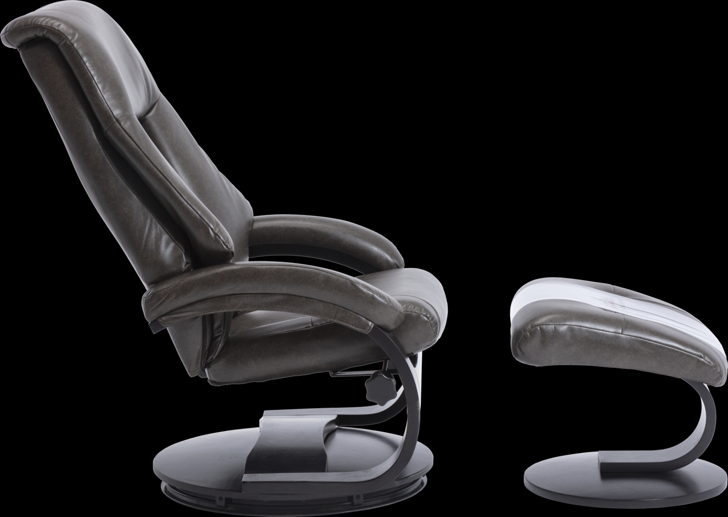 Roband Black Recliner and Ottoman - Thumbnail - Image 7