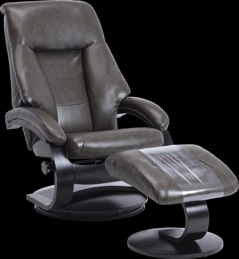 Roband Black Recliner and Ottoman - Thumbnail - Image 1