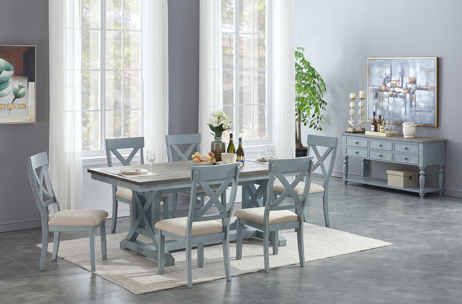 Robinette Blue Dining Table - Thumbnail - Image 5