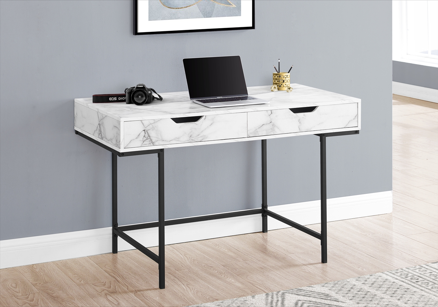 Rockmart White Marble Desk - Thumbnail - Image 2