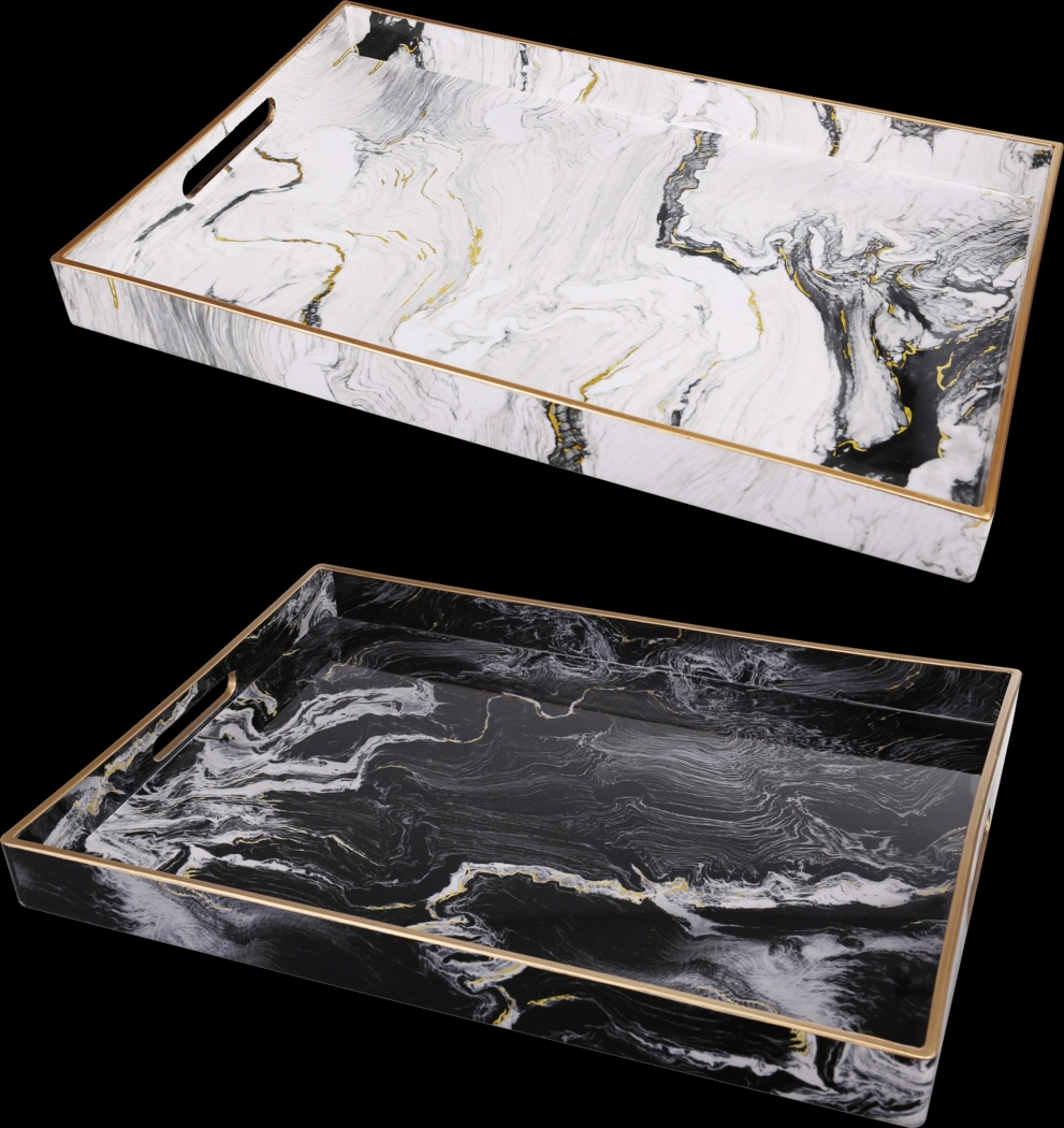 Rockpon Black/White Tray, Set of 2 - Thumbnail - Image 1