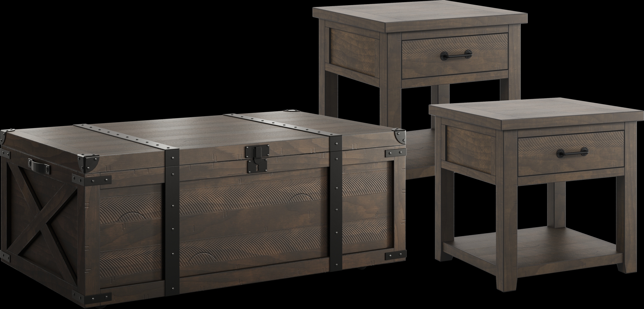 Rocky Creek Brown 3 Pc Table Set - Thumbnail - Image 1