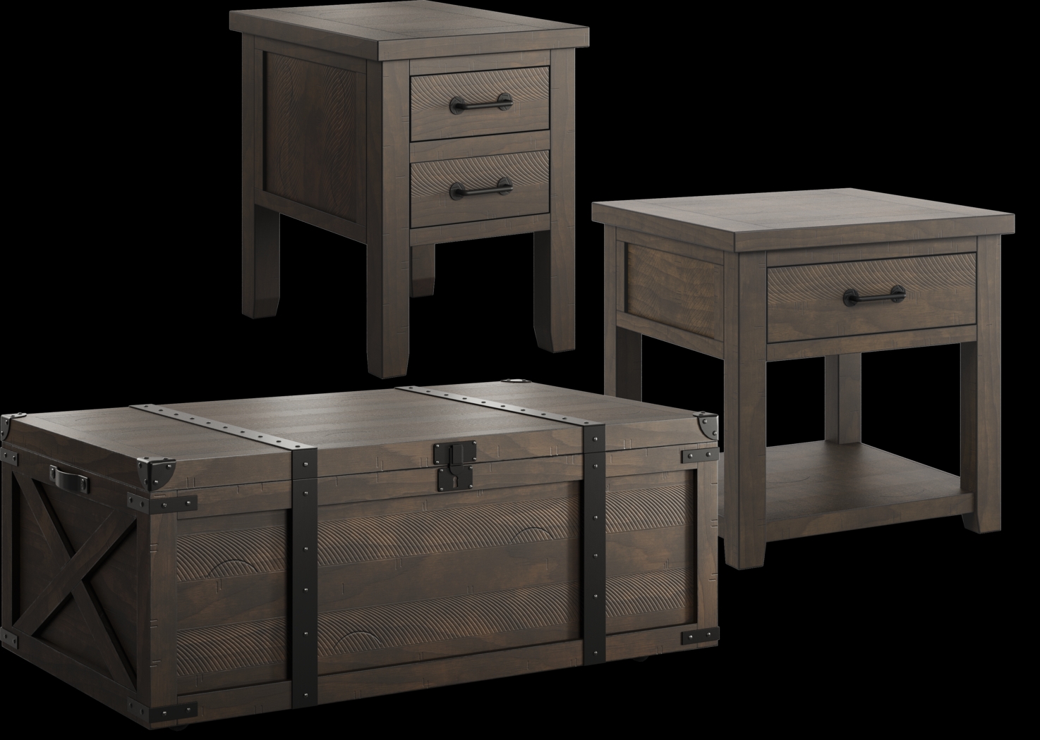 Rocky Creek Brown 3 Pc Table Set - Thumbnail - Image 1