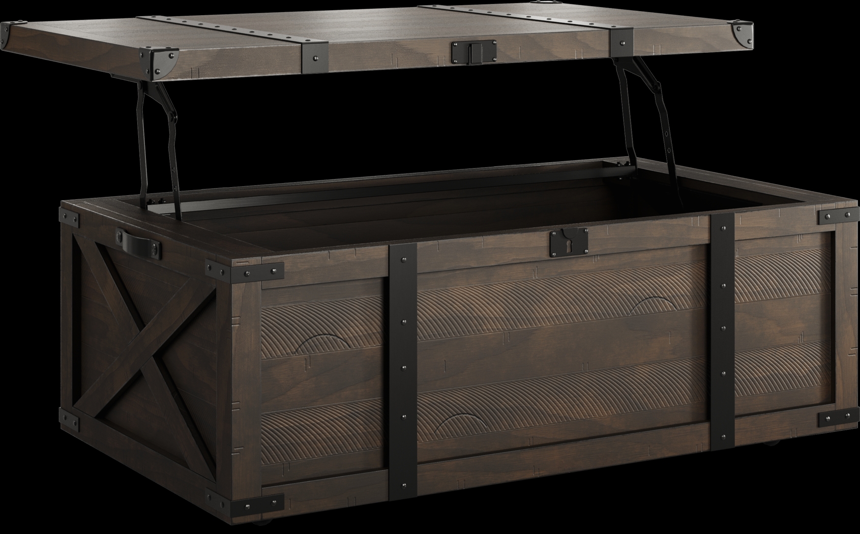 Rocky Creek Brown Storage Cocktail Table - Thumbnail - Image 2