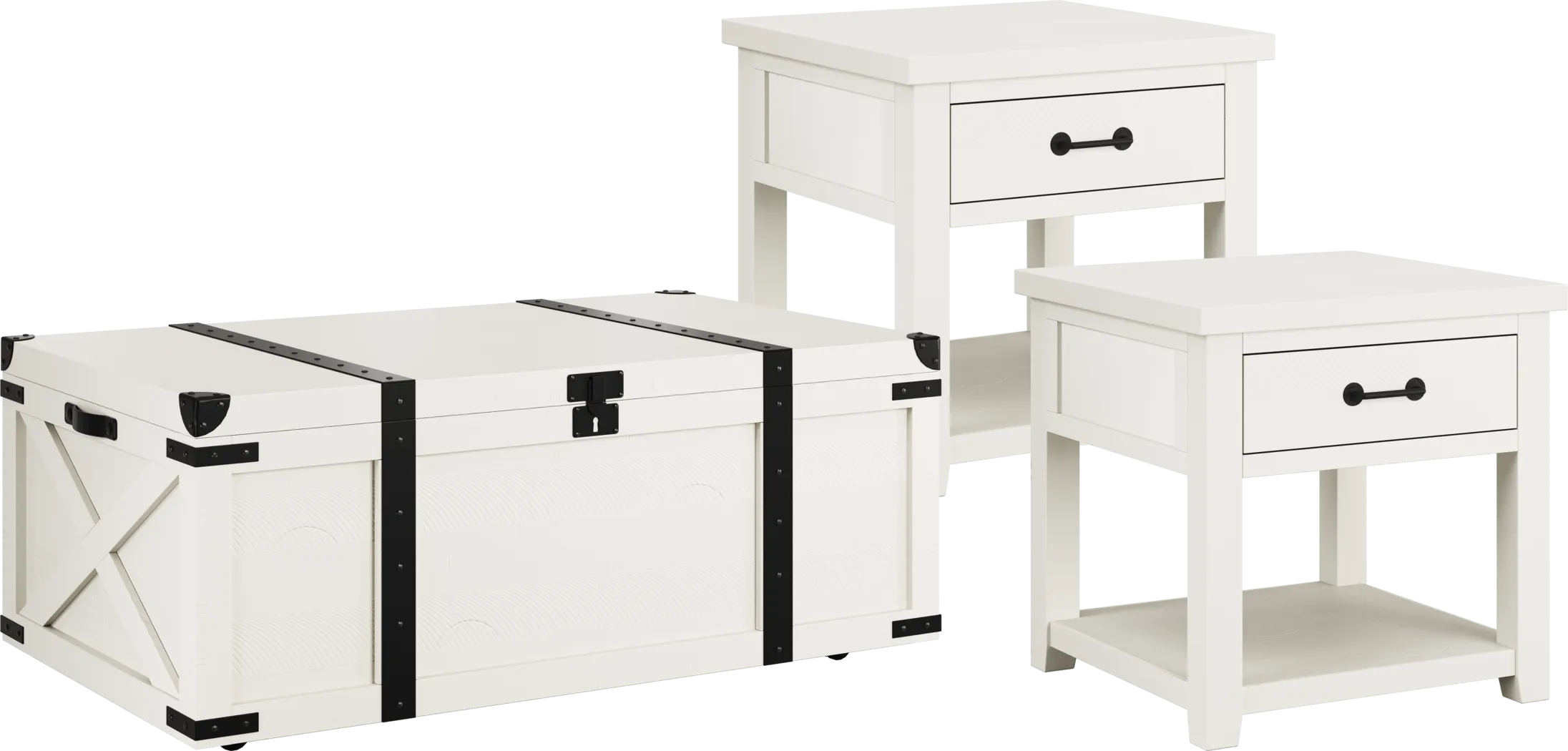 Rocky Creek White 3 Pc Table Set - Thumbnail - Image 1