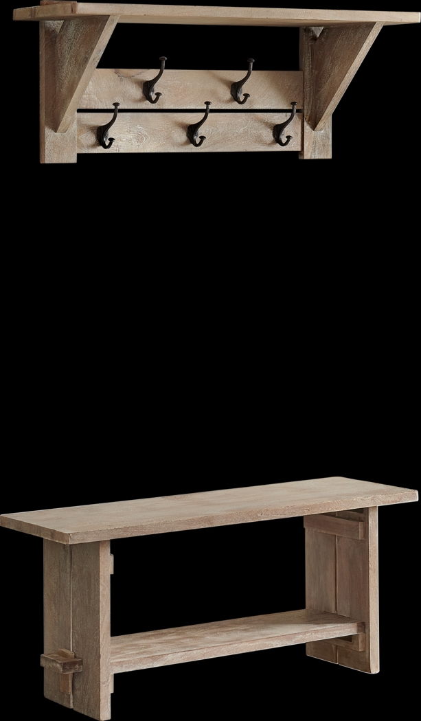 Roderock Brown Bench and Coat Hook, Set of 2 - Thumbnail - Image 1