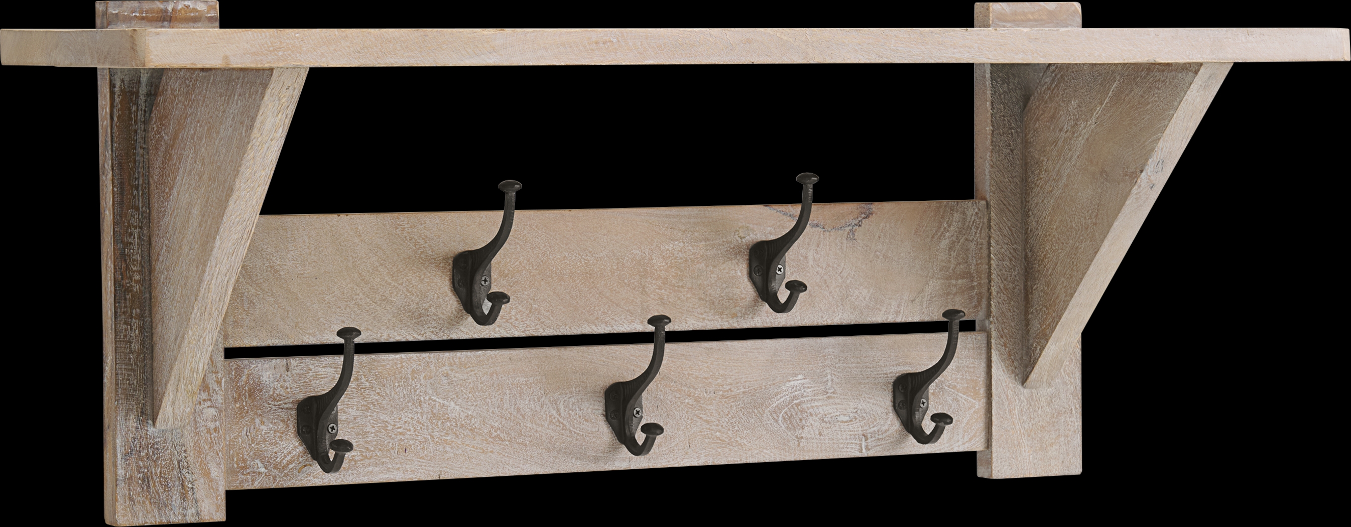 Roderock Brown Coat Hook with Shelf - Thumbnail - Image 1