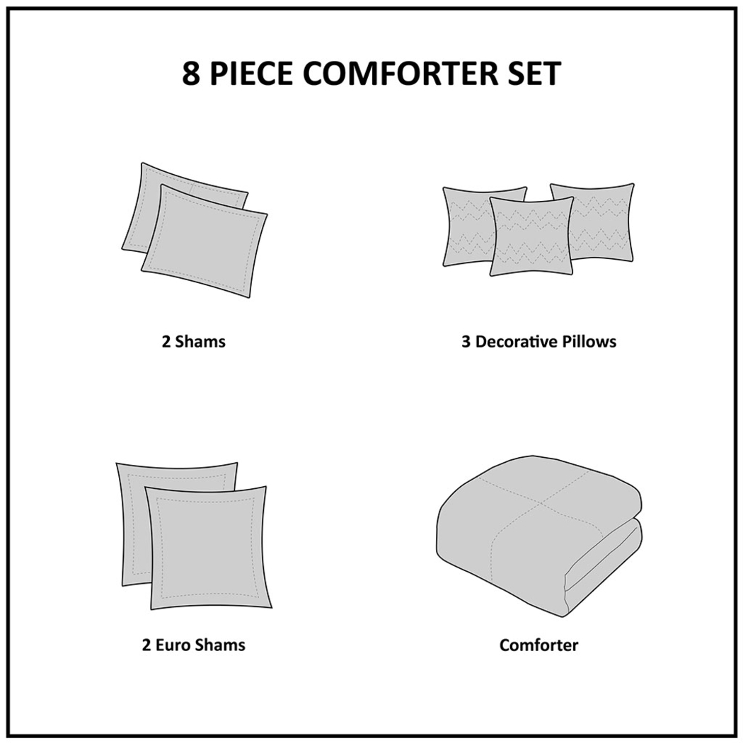 Roffignae Taupe 8 Pc Queen Comforter Set - Thumbnail - Image 14