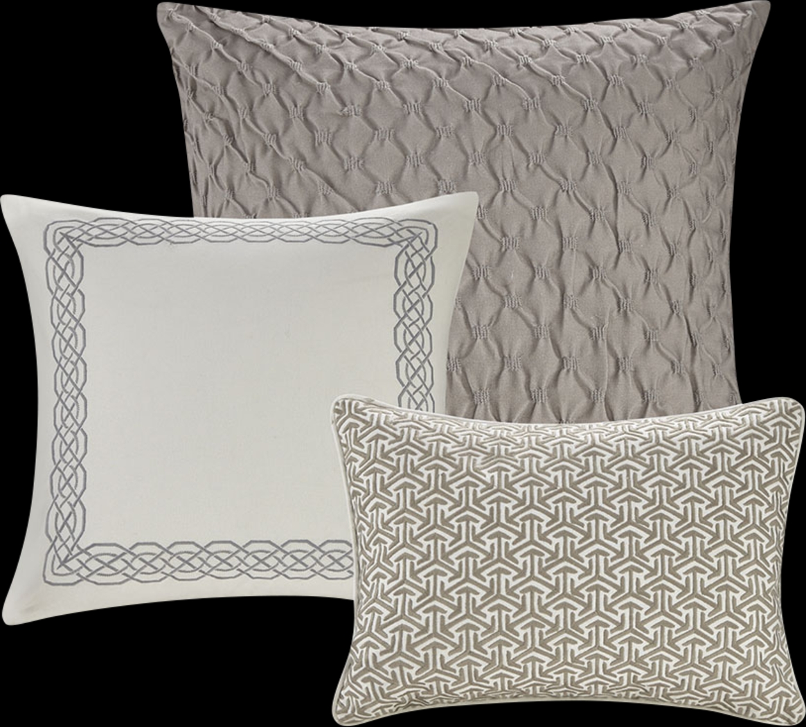 Roffignae Taupe 8 Pc Queen Comforter Set - Thumbnail - Image 3