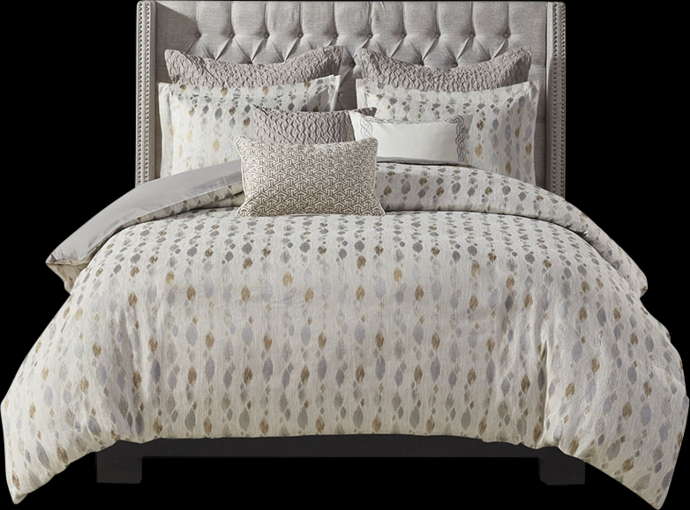 Roffignae Taupe 9 Pc King Comforter Set - Thumbnail - Image 2