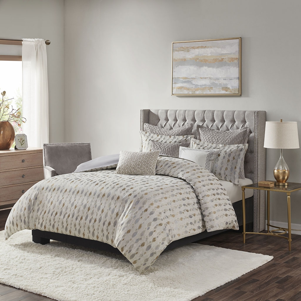 Roffignae Taupe 9 Pc King Comforter Set - Thumbnail - Image 1