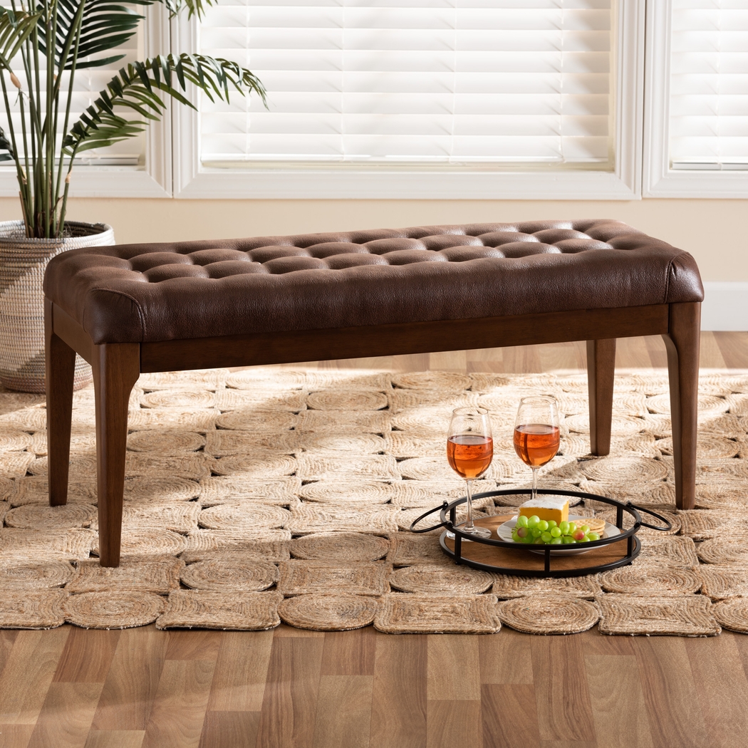 Rofini Brown Dining Bench - Thumbnail - Image 2