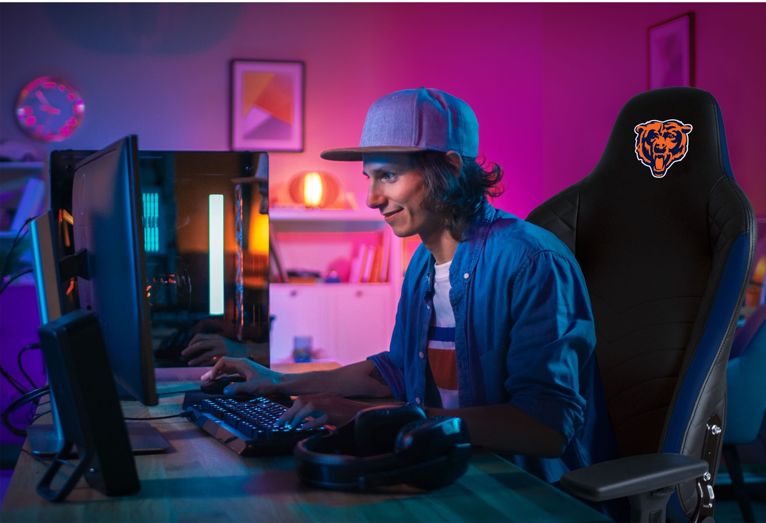 Roguelike NFL Chicago Bears Blue Gaming Chair - Thumbnail - Image 6