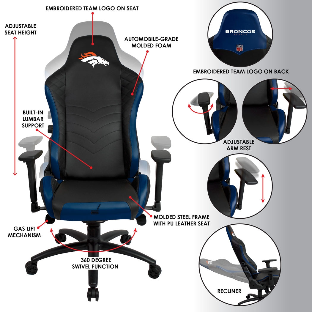 Roguelike NFL Denver Broncos Blue Gaming Chair - Thumbnail - Image 5