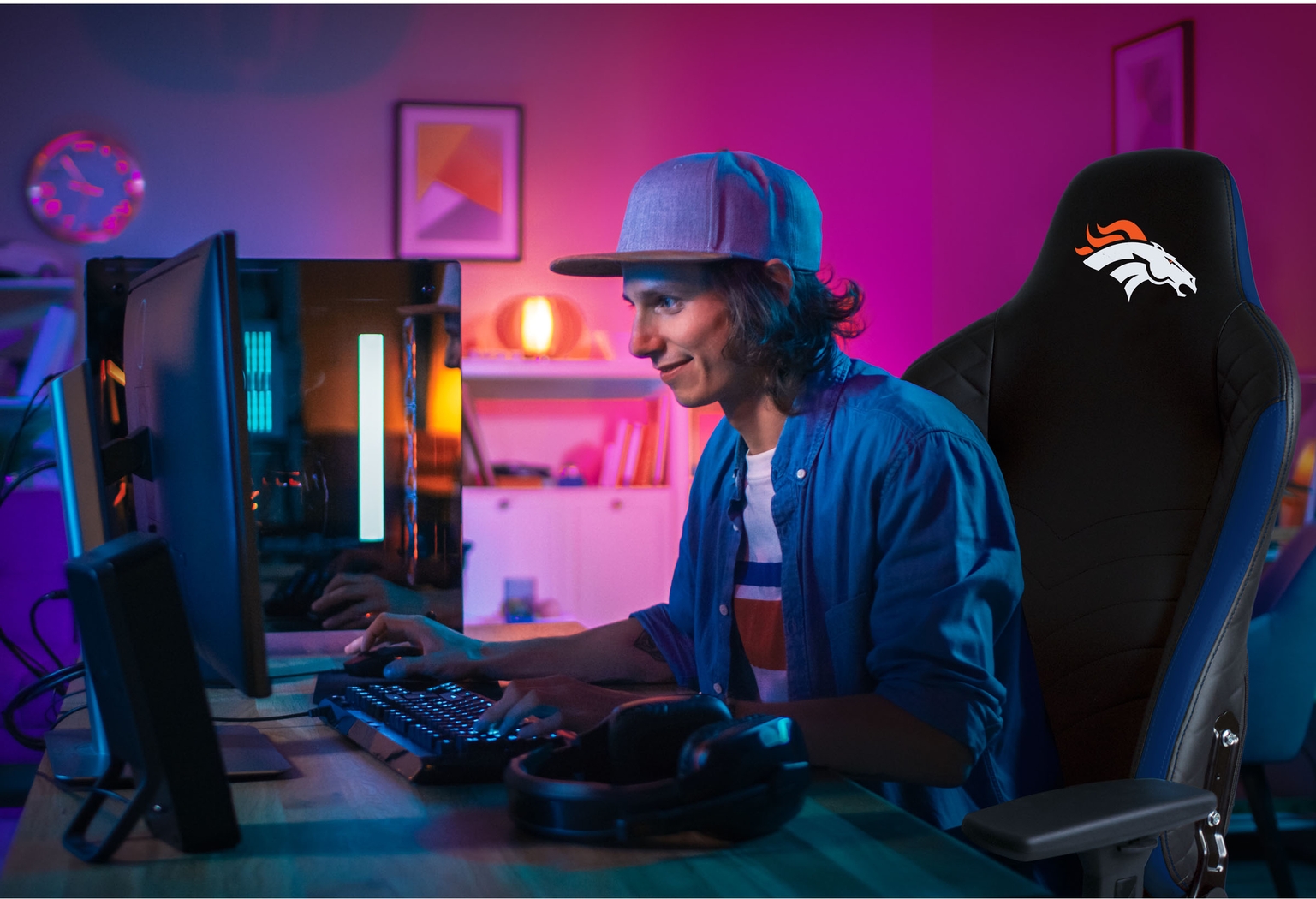 Roguelike NFL Denver Broncos Blue Gaming Chair - Thumbnail - Image 6