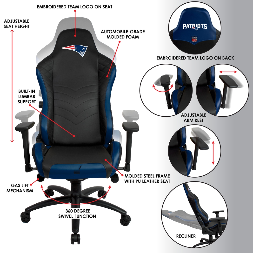 Roguelike NFL New England Patriots Blue Gaming Chair - Thumbnail - Image 5