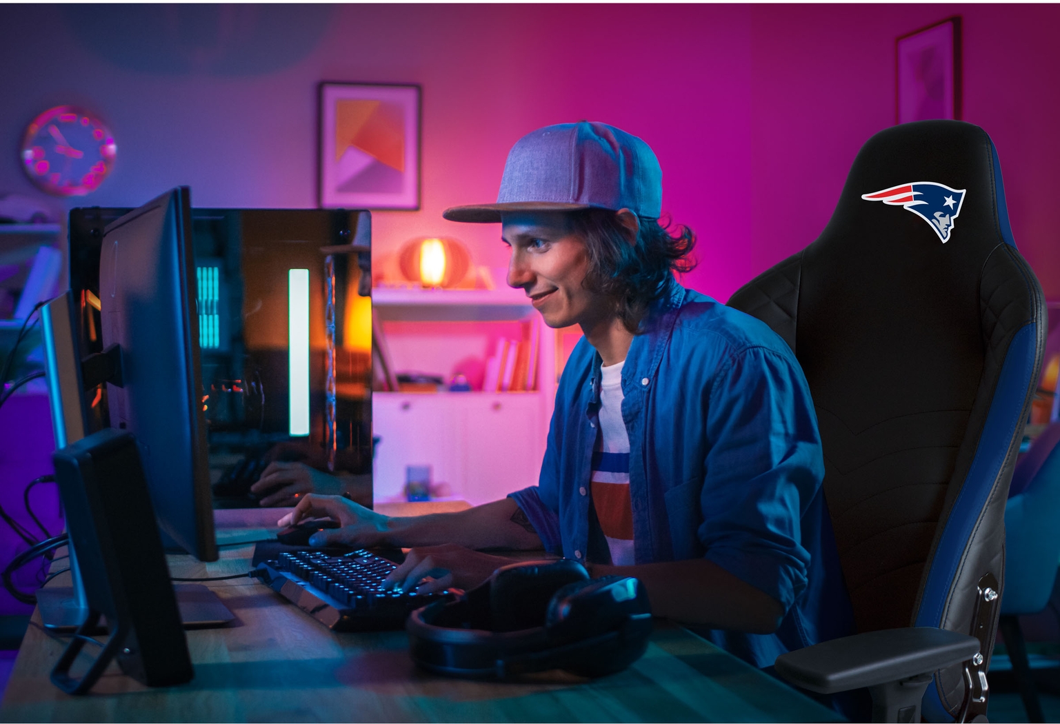 Roguelike NFL New England Patriots Blue Gaming Chair - Thumbnail - Image 6