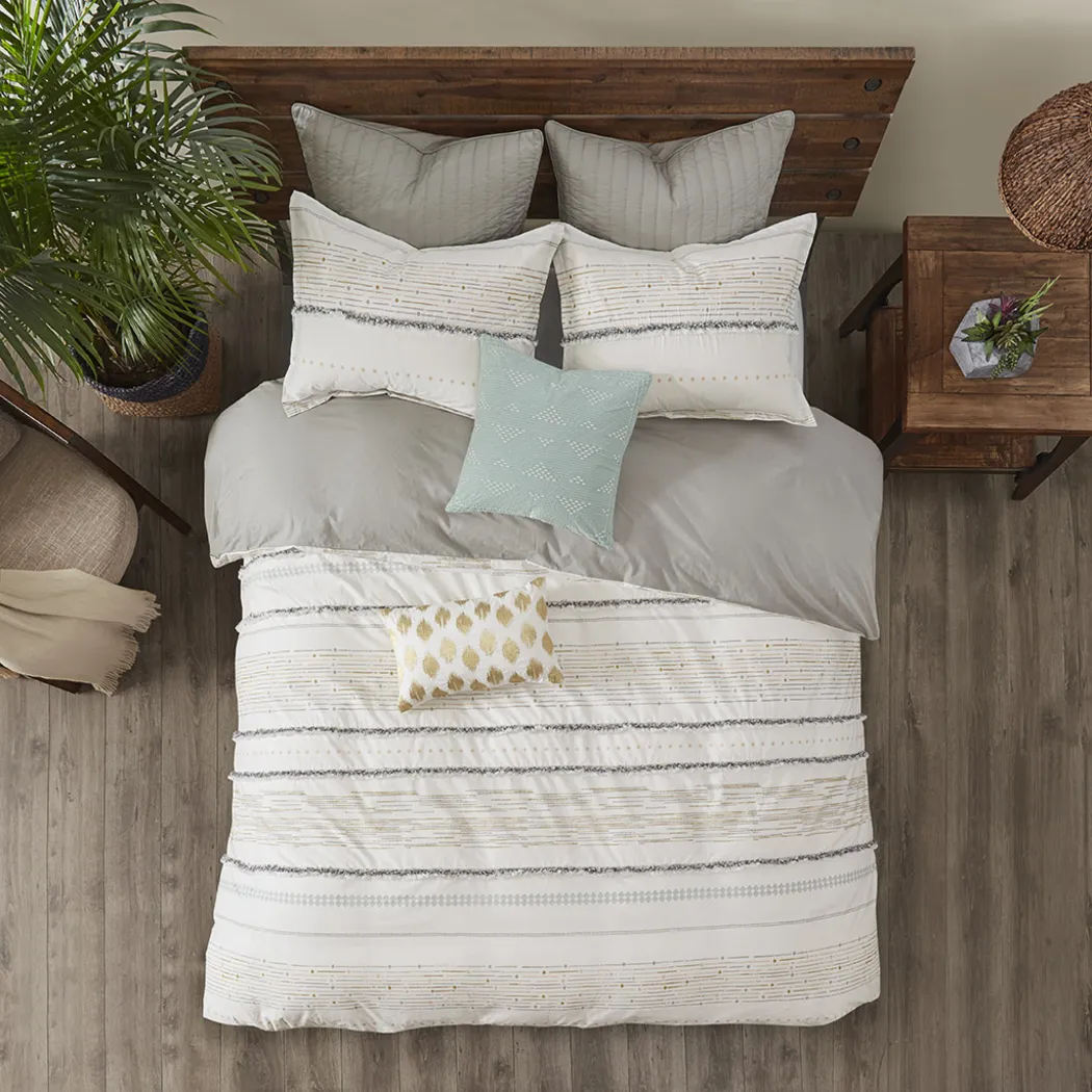 Rohret White Gray 3 Pc Full/Queen Comforter Set - Thumbnail - Image 4