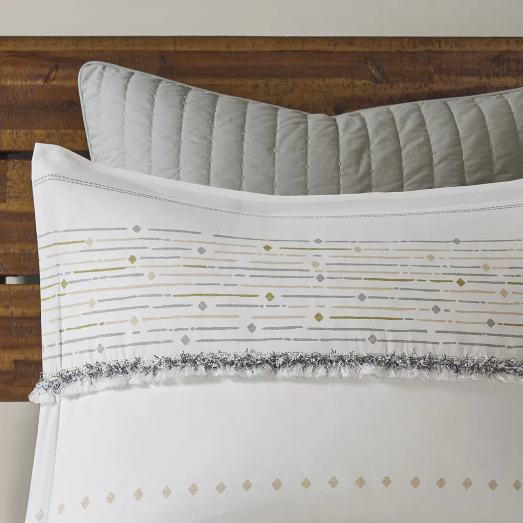 Rohret White Gray 3 Pc Full/Queen Comforter Set - Thumbnail - Image 7