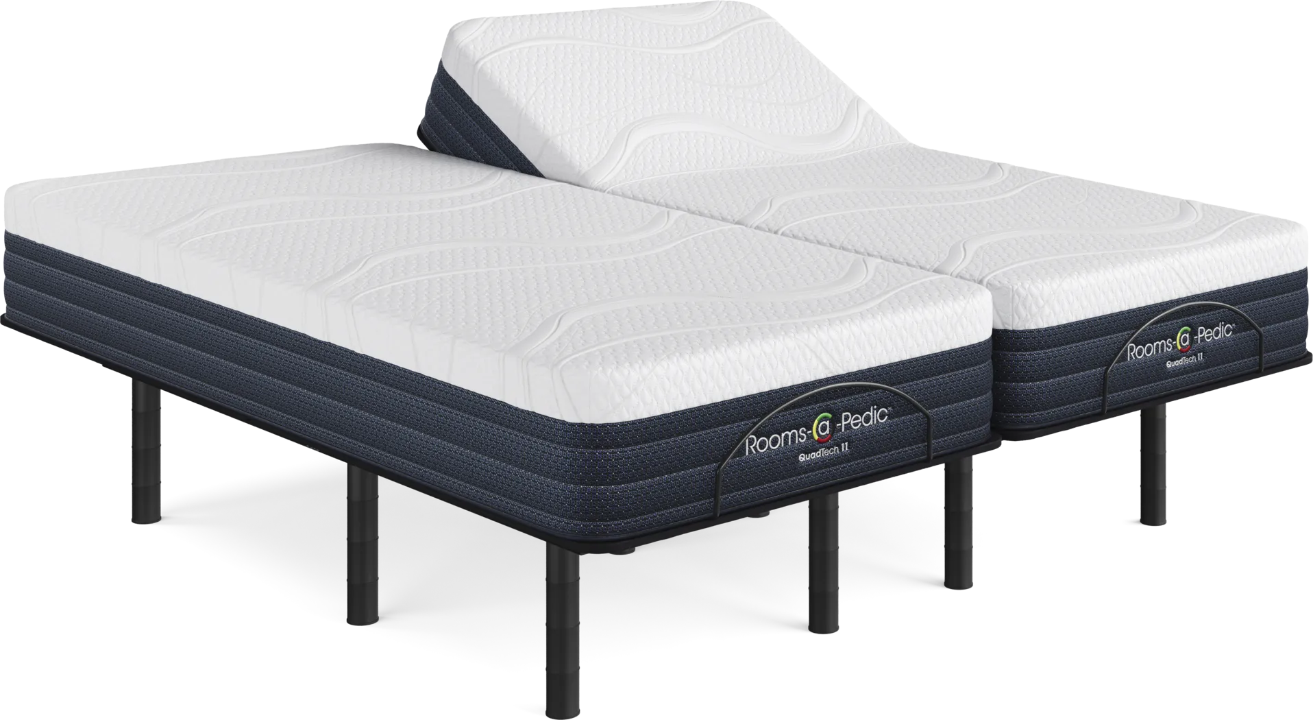 Rooms-a-Pedic QuadTech 11 Split King Mattress with Head Up Only Base - Thumbnail - Image 1