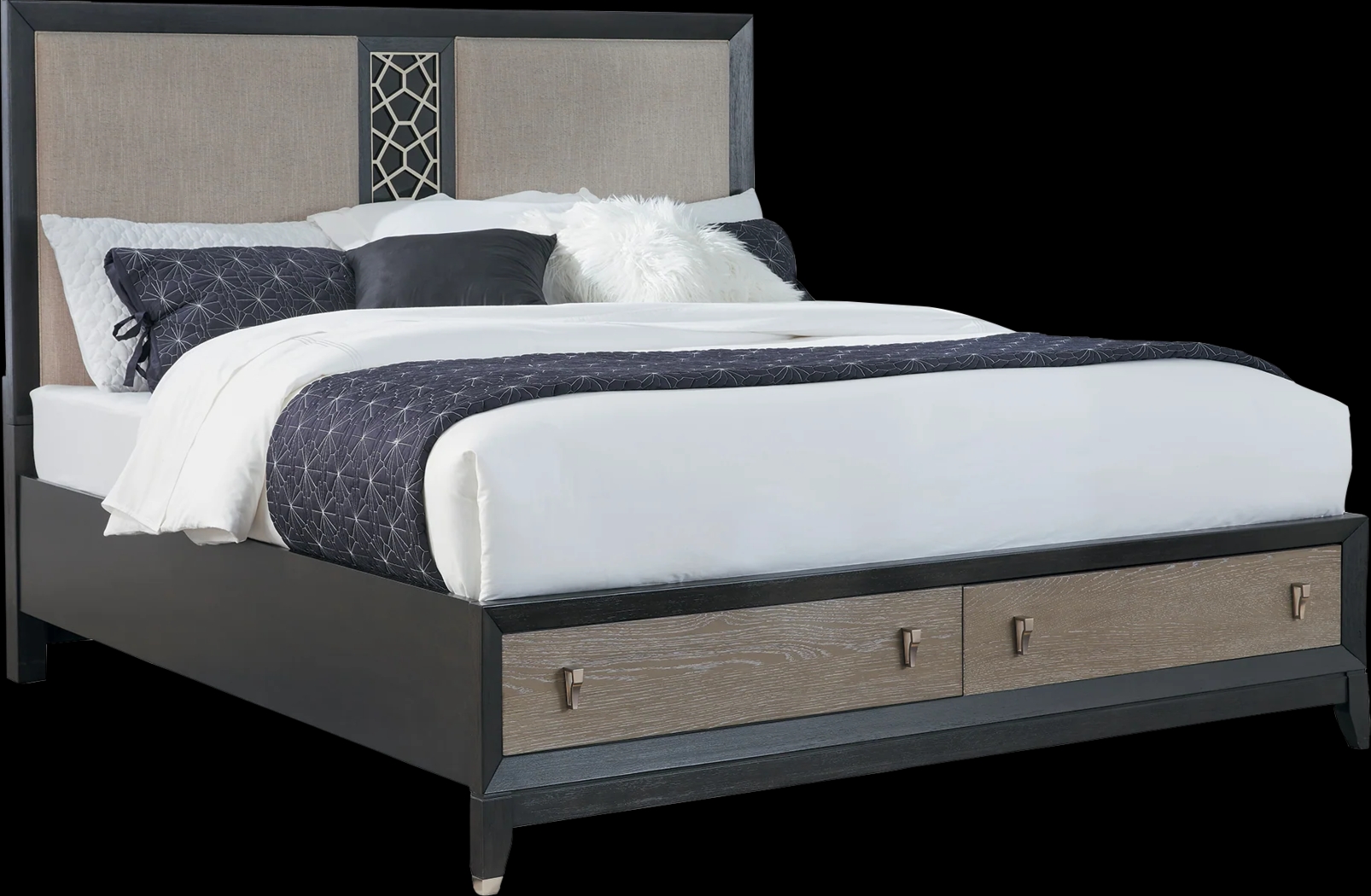 Rosalie Gray and Black 3 Pc Queen Storage Bed - Thumbnail - Image 1