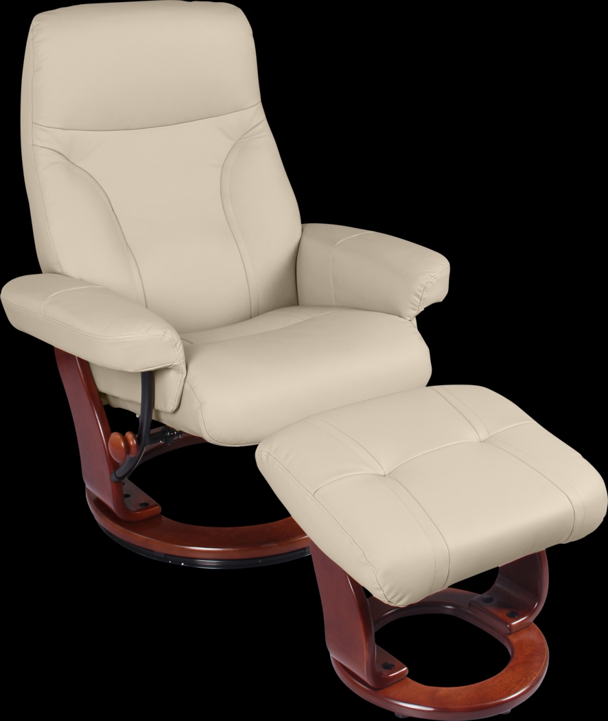 Rosaria Beige Recliner & Ottoman - Thumbnail - Image 1