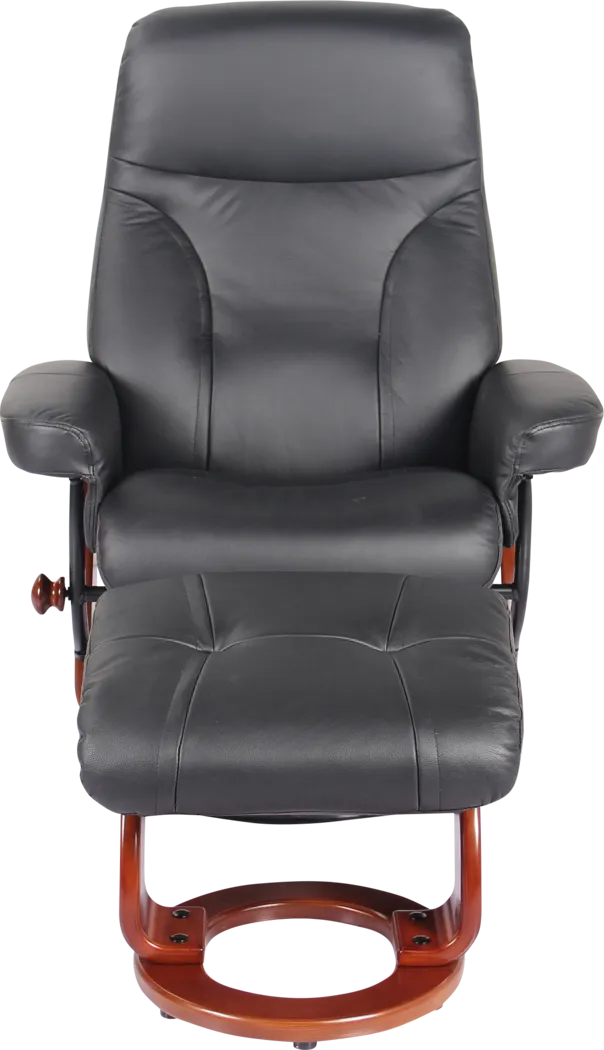 Rosaria Black Recliner & Ottoman - Thumbnail - Image 2