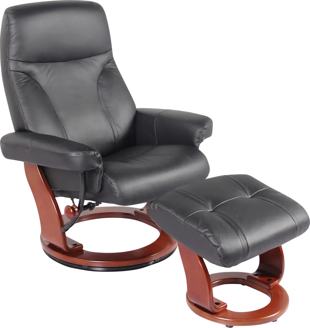 Rosaria Black Recliner & Ottoman - Thumbnail - Image 1