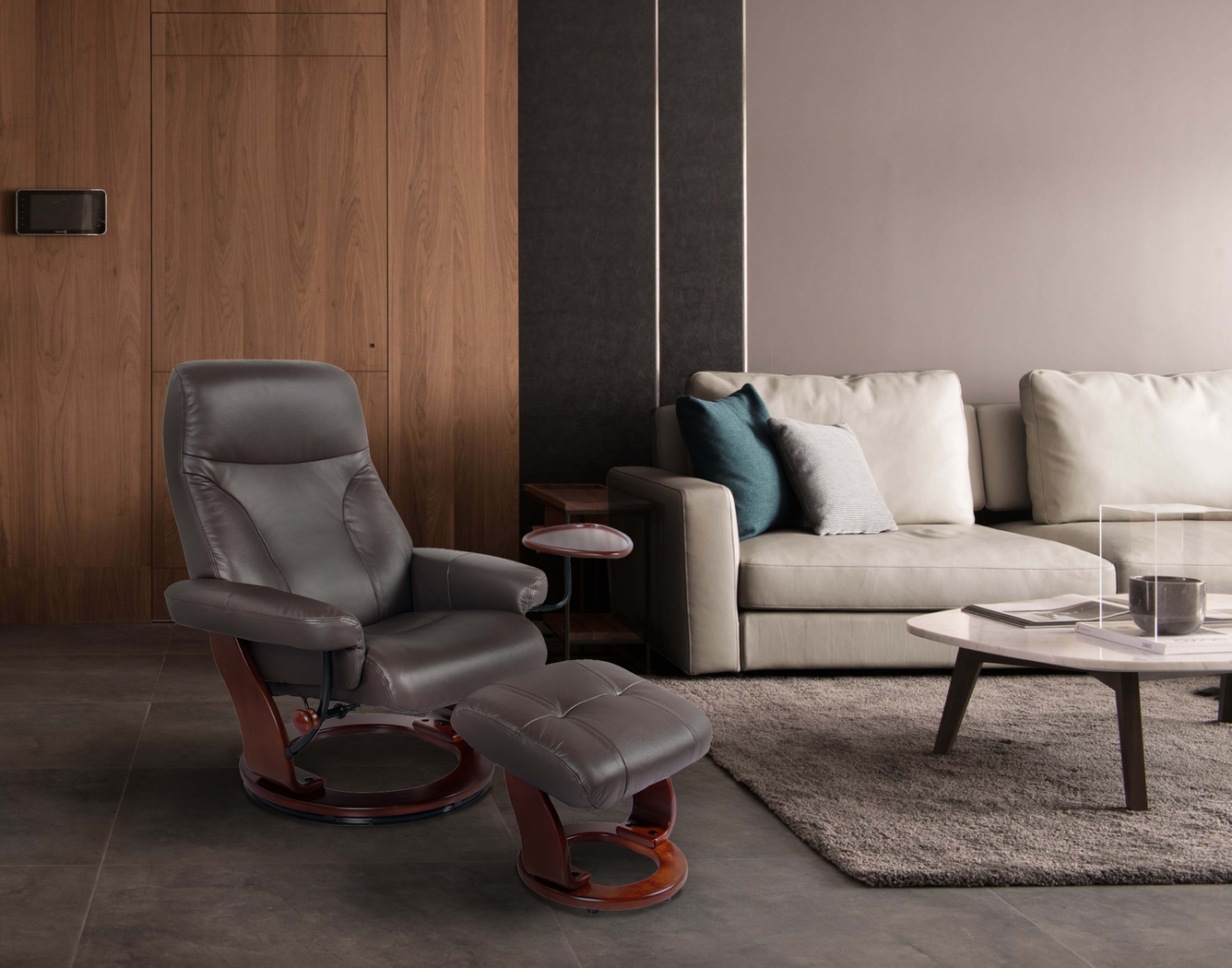 Rosaria Brown Recliner & Ottoman - Thumbnail - Image 4