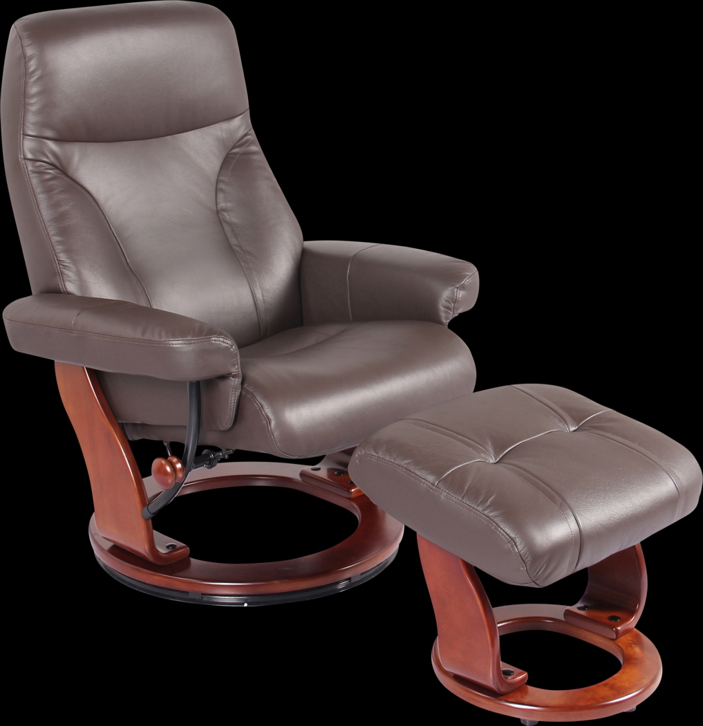 Rosaria Brown Recliner & Ottoman - Thumbnail - Image 1