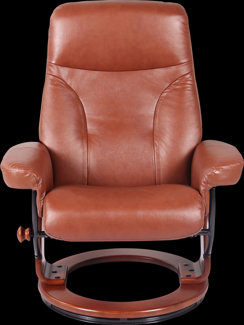 Rosaria Cognac Recliner & Ottoman - Thumbnail - Image 2