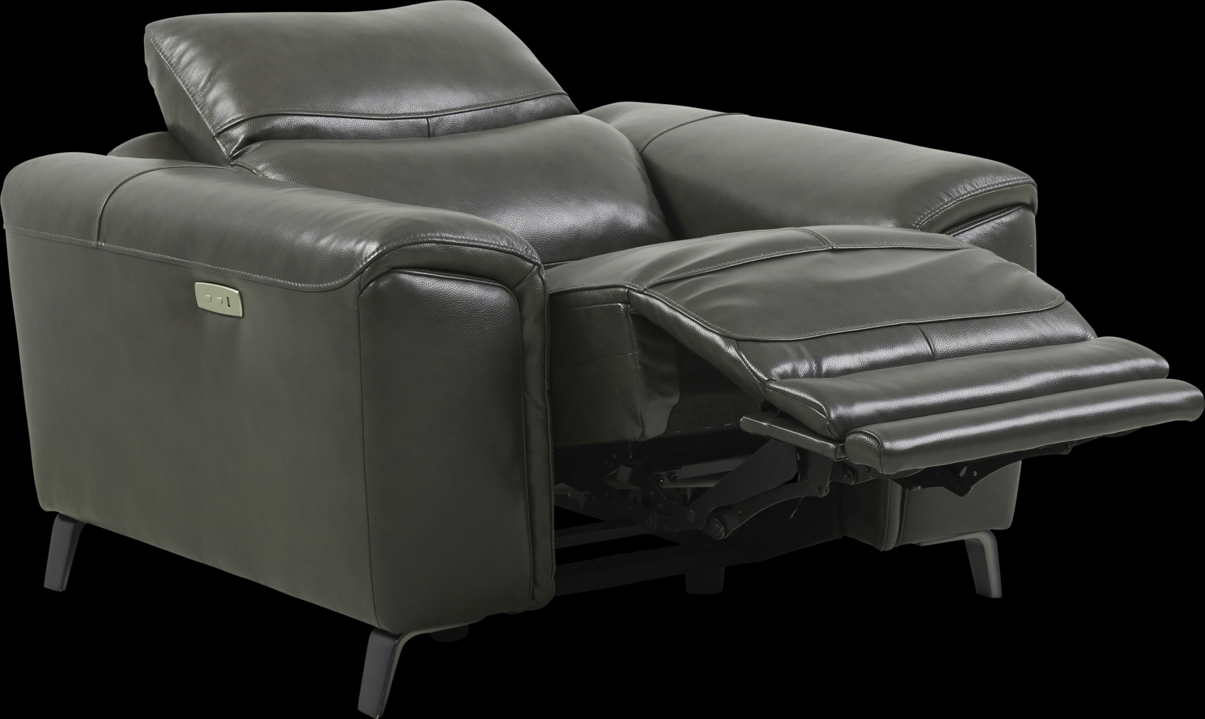 Rosato Gray Leather Power Recliner - Thumbnail - Image 3