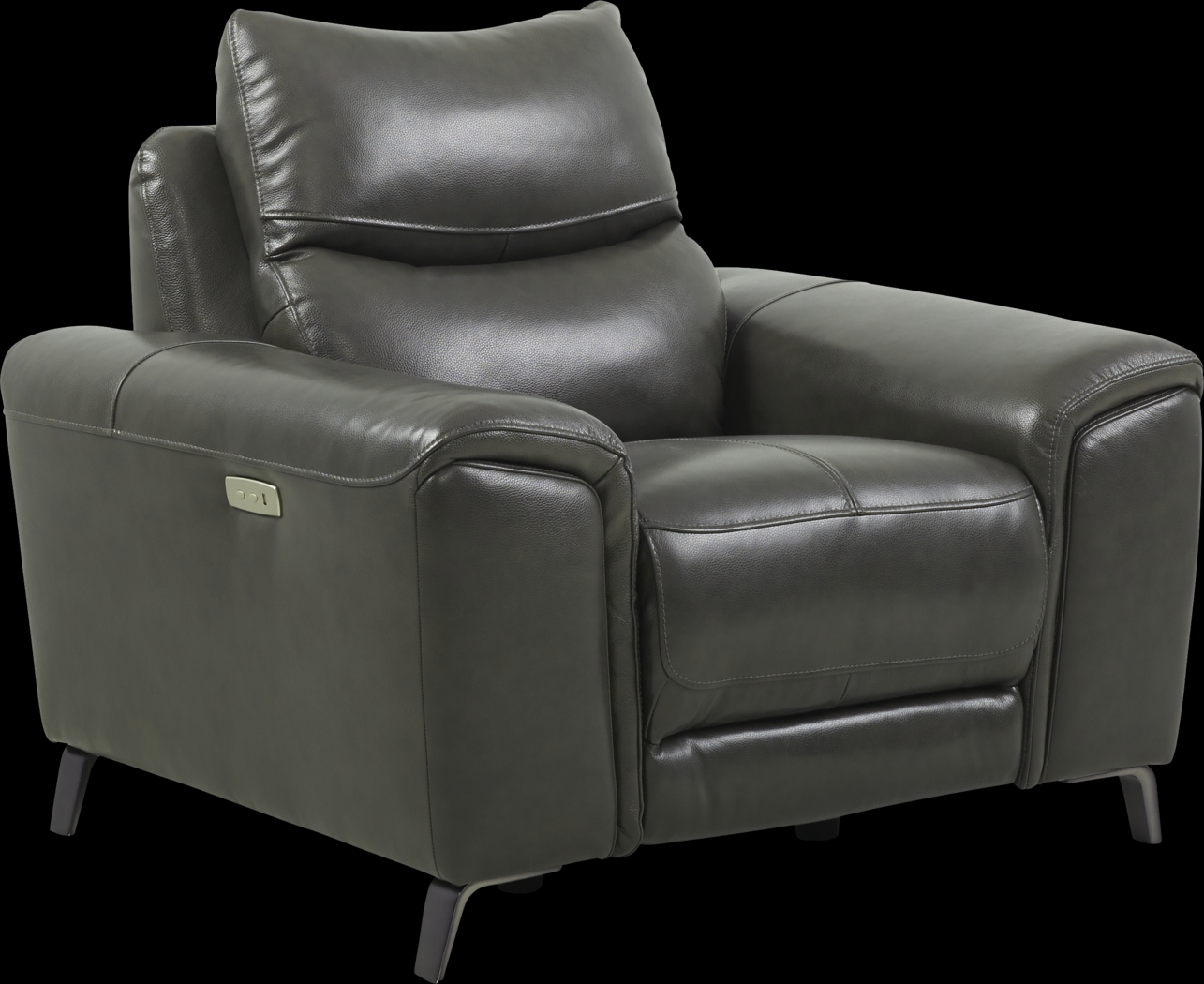 Rosato Gray Leather Power Recliner - Thumbnail - Image 1
