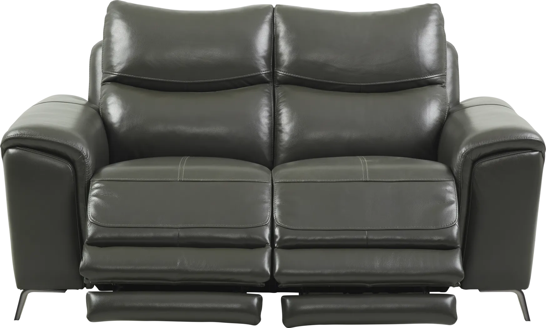 Rosato Gray Leather Power Reclining Loveseat - Thumbnail - Image 2