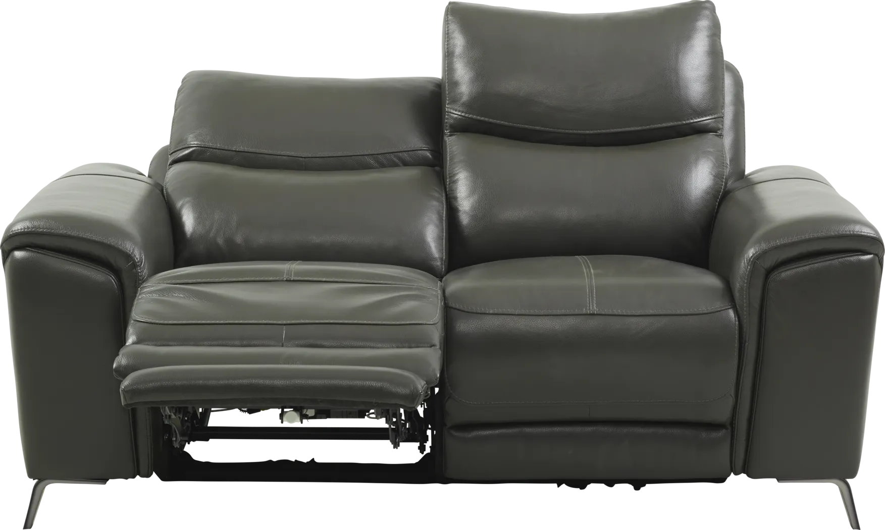 Rosato Gray Leather Power Reclining Loveseat - Thumbnail - Image 3