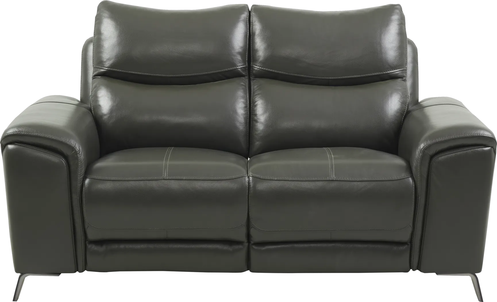 Rosato Gray Leather Power Reclining Loveseat - Thumbnail - Image 1