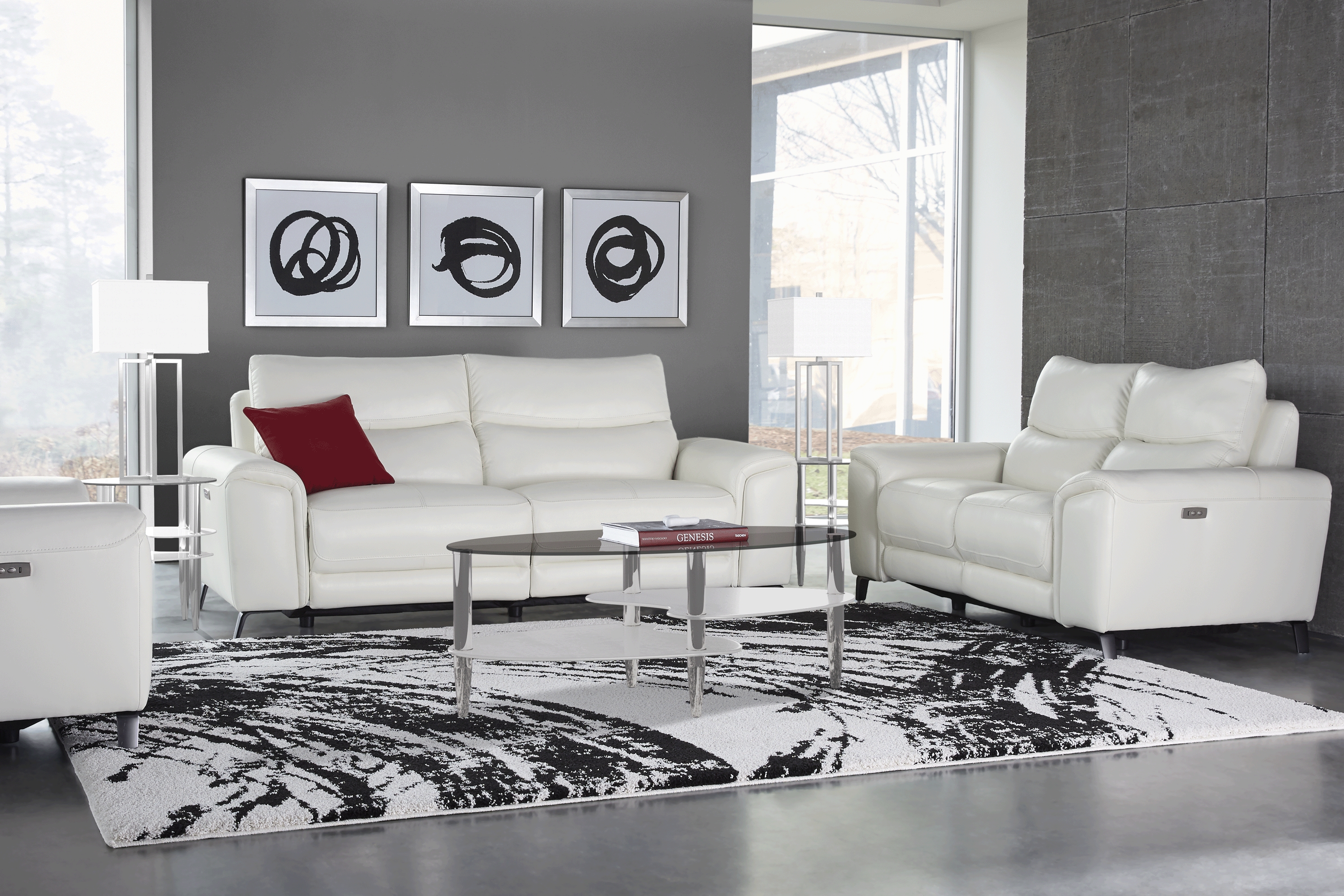 Rosato White Leather 2 Pc Power Reclining Living Room - Thumbnail - Image 1