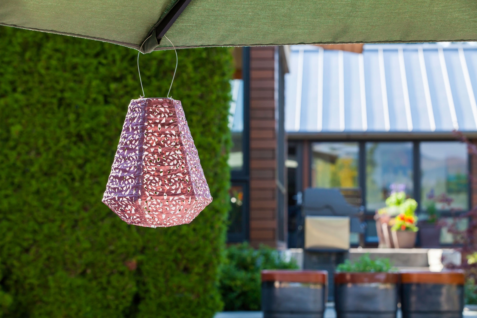 Rose Lace Purple Outdoor Solar Lantern - Thumbnail - Image 2