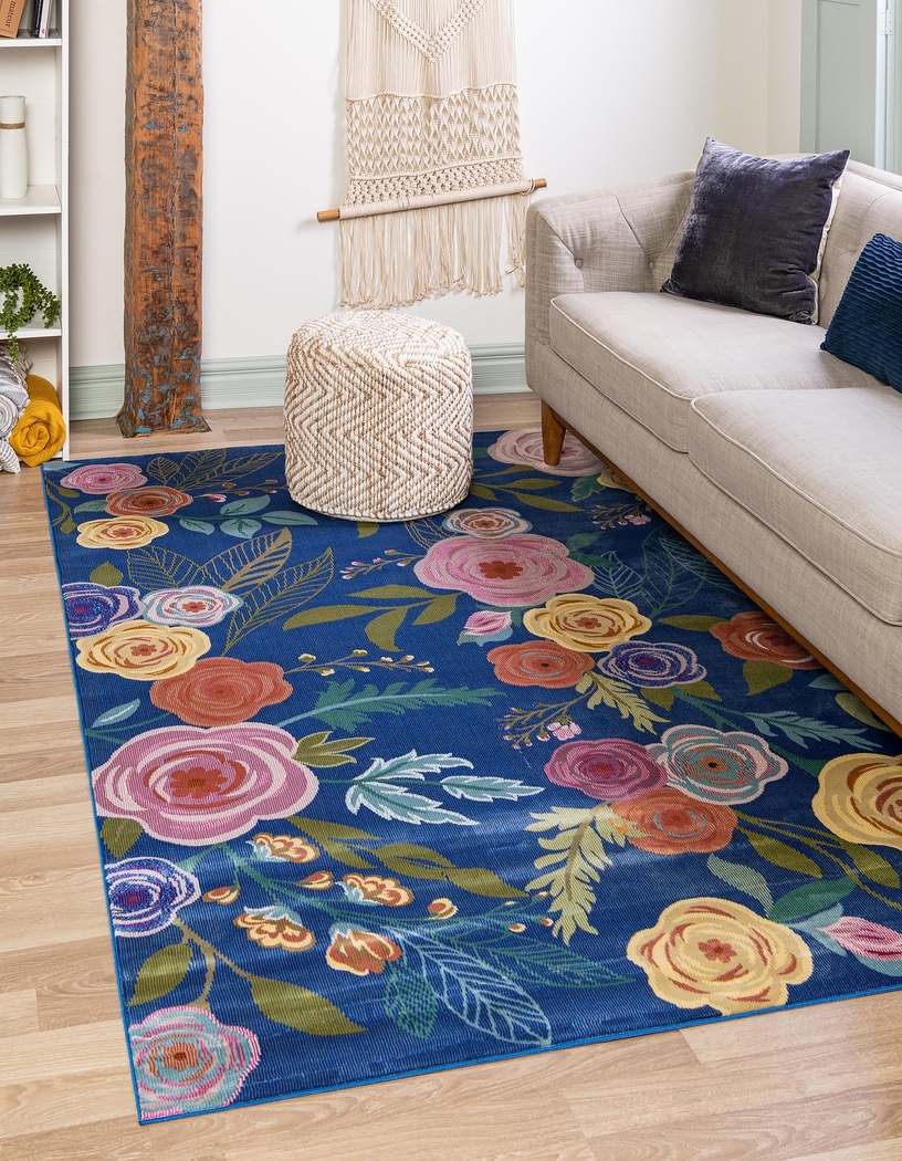 Rosebud Blue 7'10 x 10' Rug - Thumbnail - Image 2