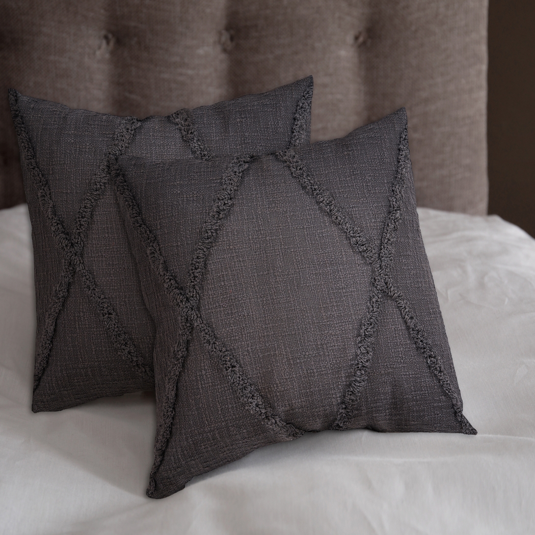 Rosellar Dark Gray Accent Pillow Set of 2 - Thumbnail - Image 2