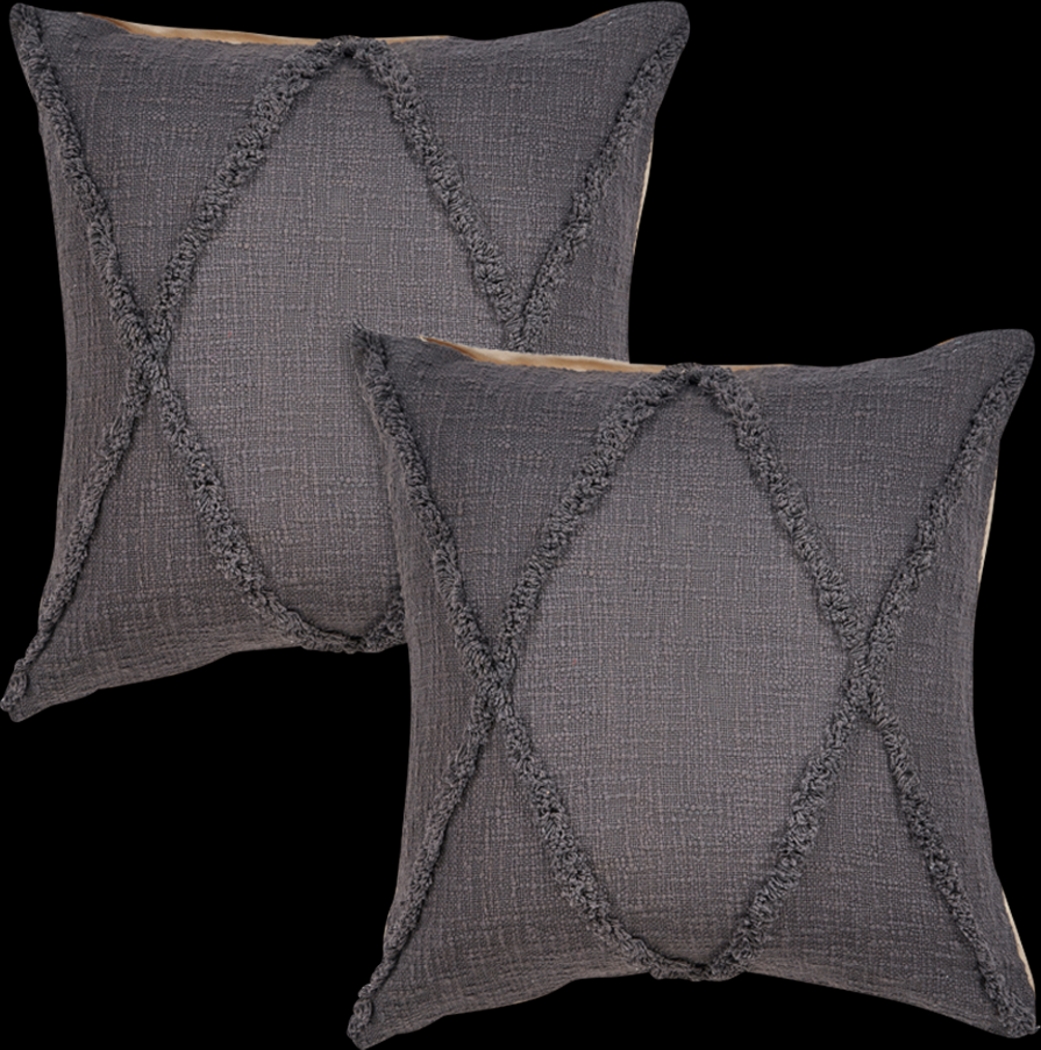 Rosellar Dark Gray Accent Pillow Set of 2 - Thumbnail - Image 1