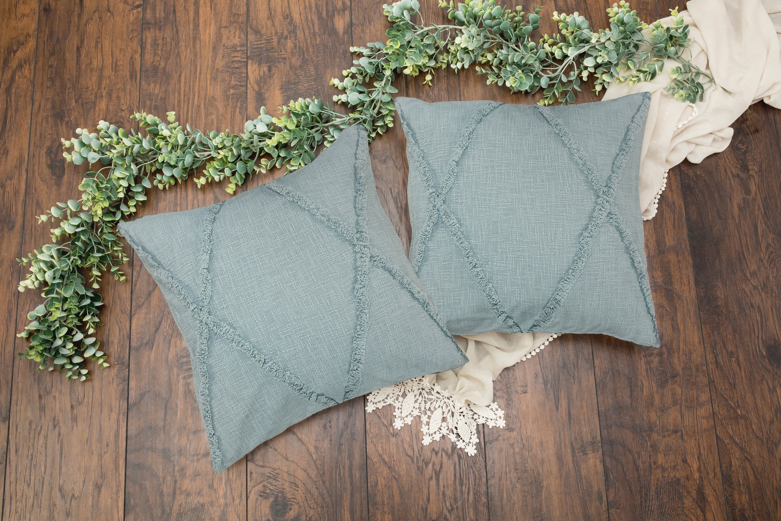 Rosellar Light Blue Accent Pillow Set of 2 - Thumbnail - Image 2