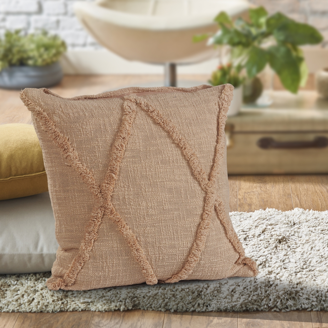 Rosellar Light Brown Throw Pillow - Thumbnail - Image 2