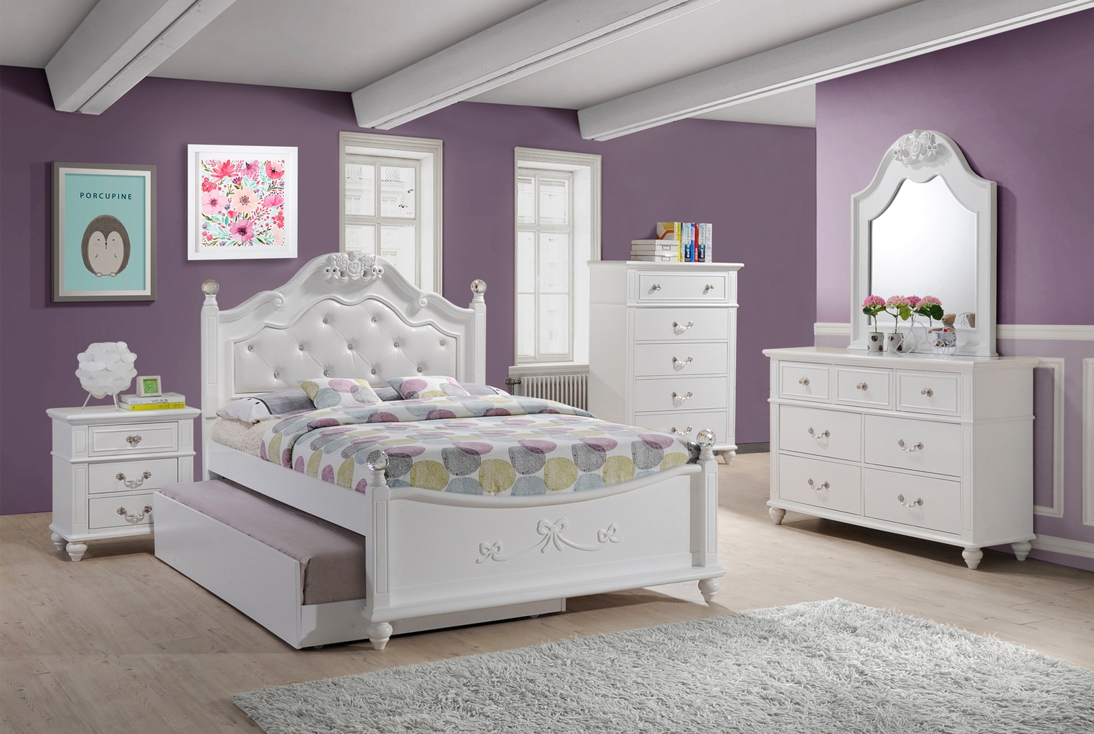 Roseton White Nighstand - Thumbnail - Image 2