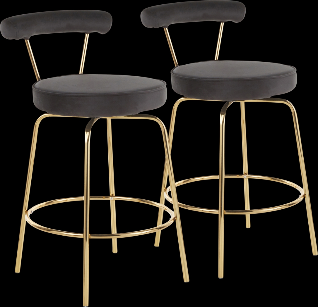 Rosiere Black Counter Height Stool, Set of 2 - Thumbnail - Image 1